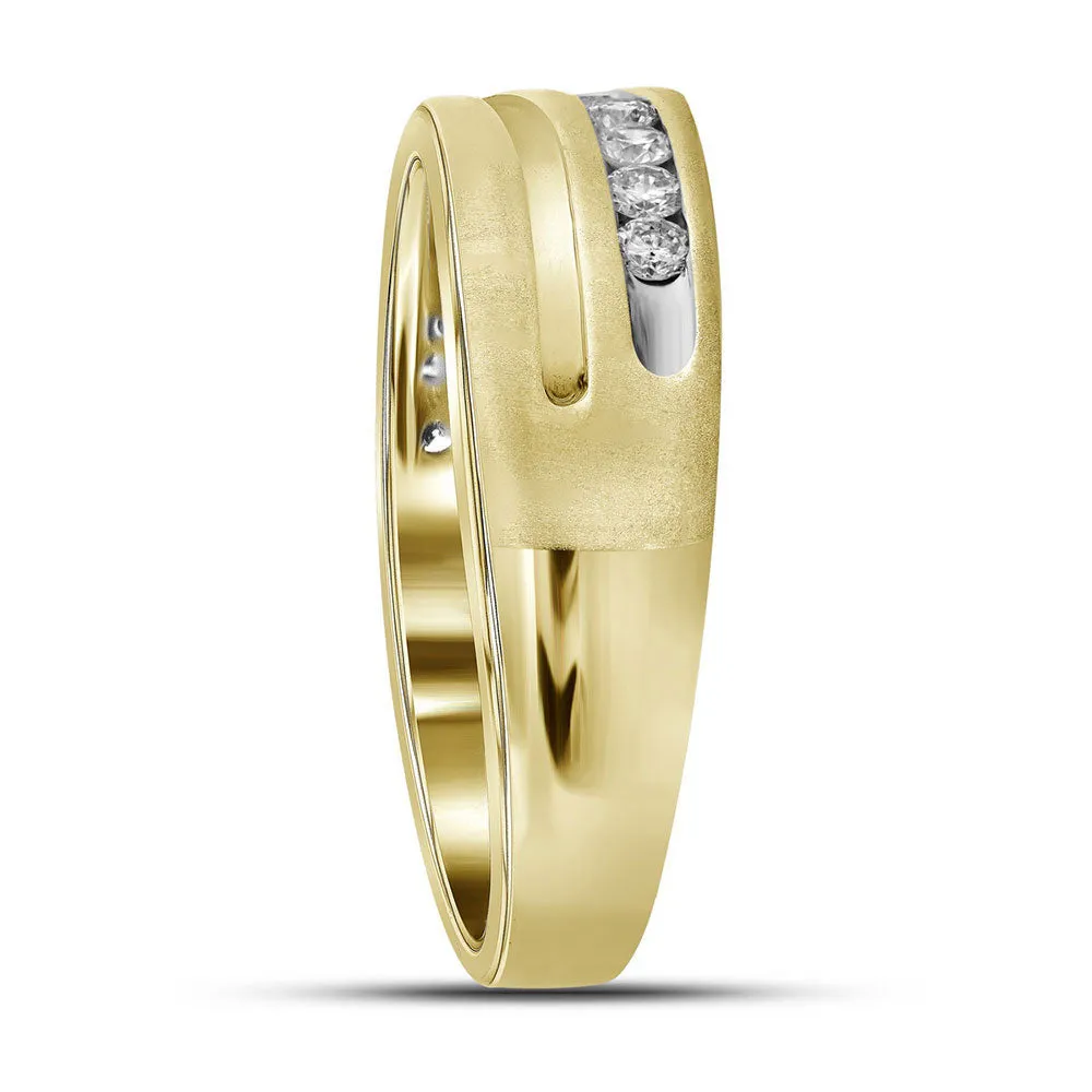 Keene Jewelers 10kt Yellow Gold Mens Round Diamond Wedding Band Ring 1 Cttw