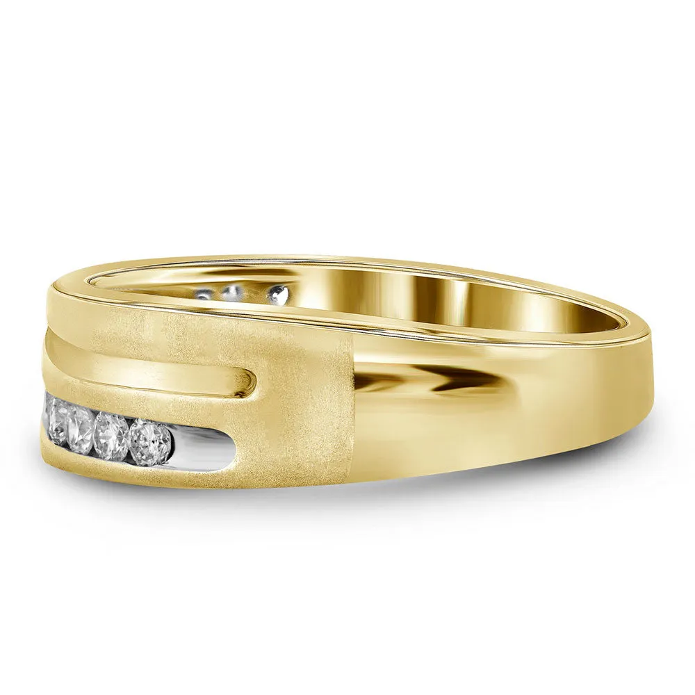 Keene Jewelers 10kt Yellow Gold Mens Round Diamond Wedding Band Ring 1 Cttw