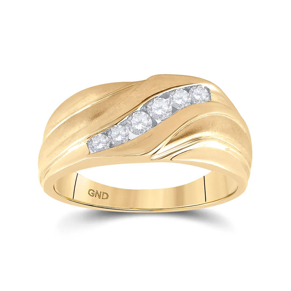 Keene Jewelers 10kt Yellow Gold Mens Round Diamond Wedding Band Ring 1/3 Cttw