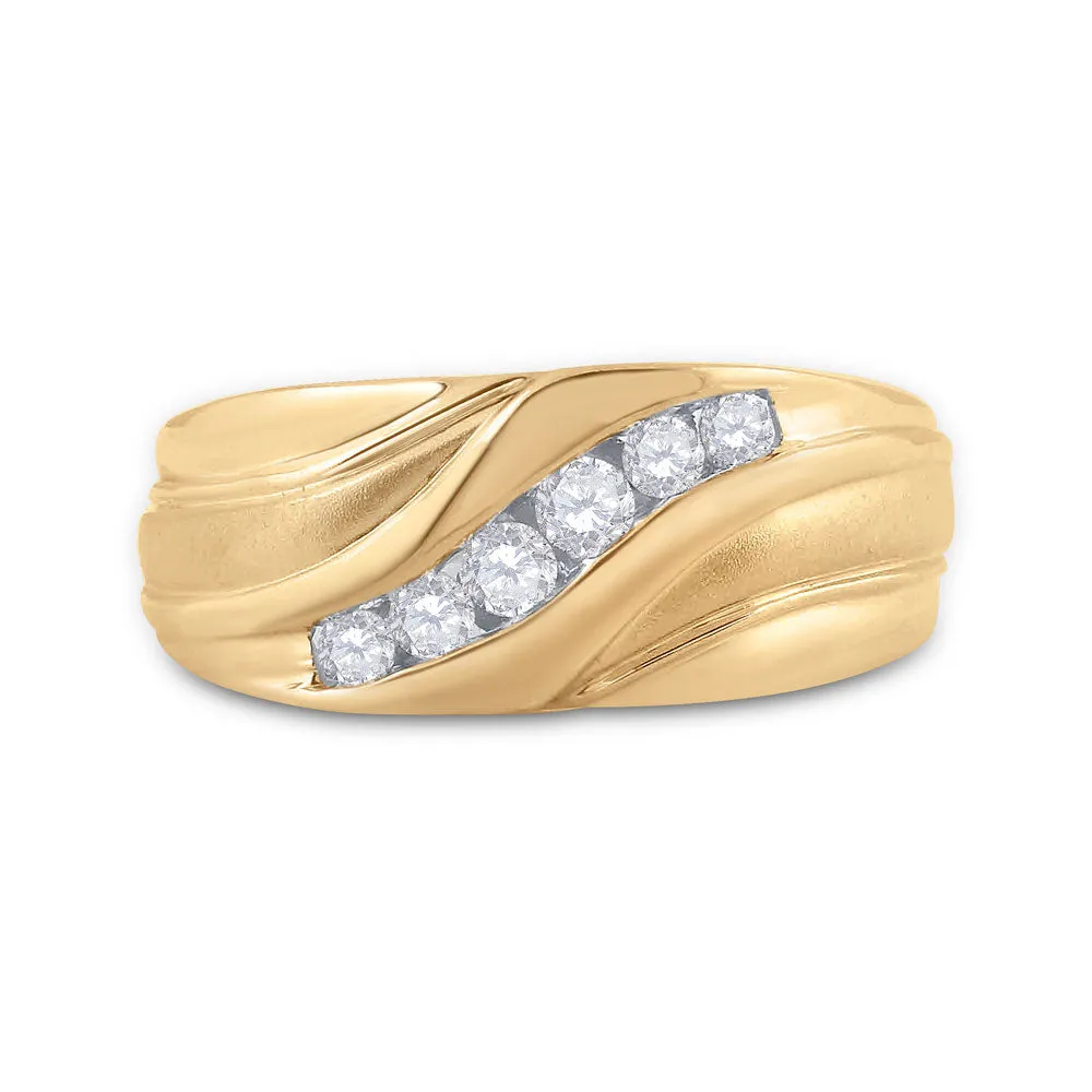 Keene Jewelers 10kt Yellow Gold Mens Round Diamond Wedding Band Ring 1/3 Cttw