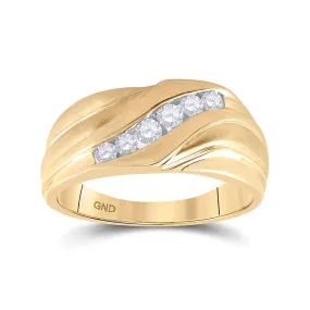 Keene Jewelers 10kt Yellow Gold Mens Round Diamond Wedding Band Ring 1/3 Cttw