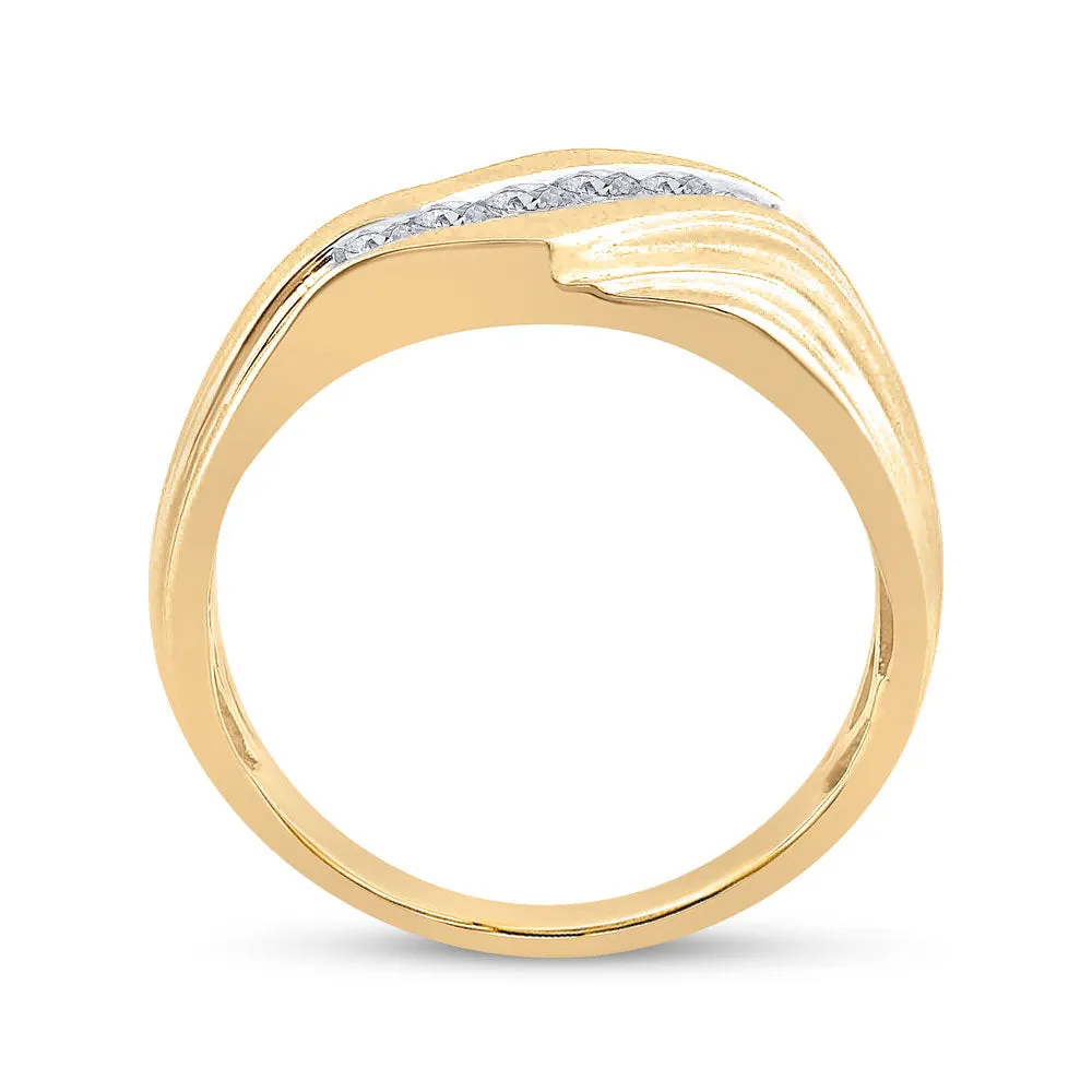 Keene Jewelers 10kt Yellow Gold Mens Round Diamond Wedding Band Ring 1/3 Cttw