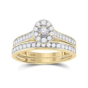 Keene Jewelers 10kt Yellow Gold Round Diamond Bridal Wedding Ring Band Set 1/2 Cttw