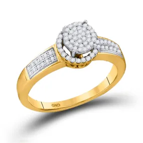 Keene Jewelers 10kt Yellow Gold Round Diamond Cluster Bridal Wedding Engagement Ring 1/4 Cttw