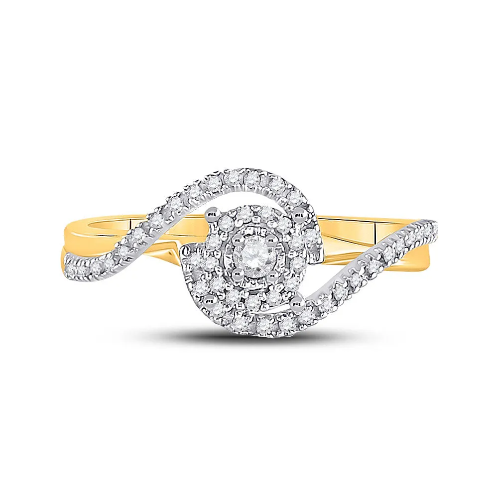 Keene Jewelers 10kt Yellow Gold Round Diamond Solitaire Swirl Bridal Wedding Engagement Ring 1/5 Cttw