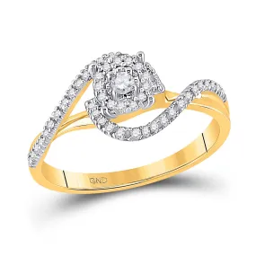 Keene Jewelers 10kt Yellow Gold Round Diamond Solitaire Swirl Bridal Wedding Engagement Ring 1/5 Cttw