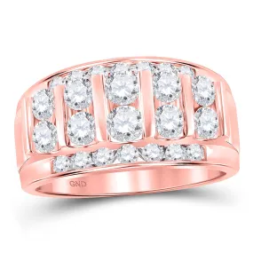 Keene Jewelers 14kt Rose Gold Mens Round Diamond Wedding Channel Set Band Ring 2 Cttw