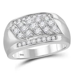 Keene Jewelers 14kt White Gold Mens Round Diamond Wedding Band Ring 1 Cttw