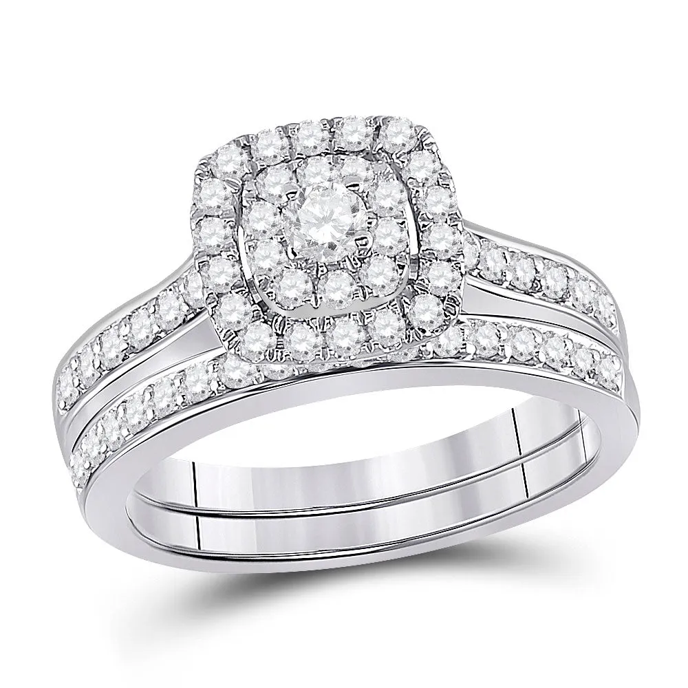 Keene Jewelers 14kt White Gold Round Diamond Bridal Wedding Ring Band Set 3/4 Cttw