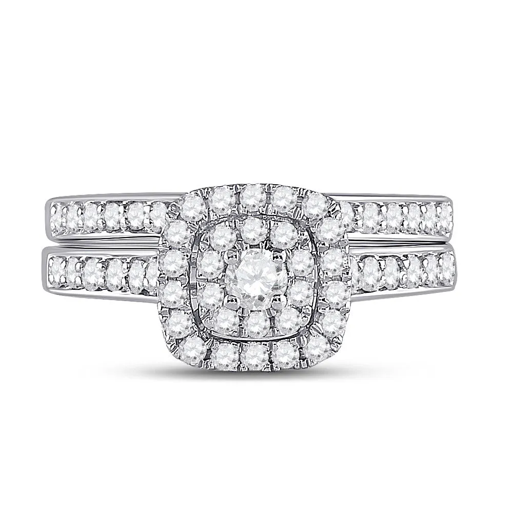 Keene Jewelers 14kt White Gold Round Diamond Bridal Wedding Ring Band Set 3/4 Cttw