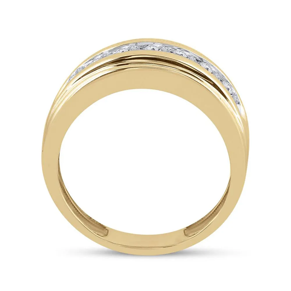 Keene Jewelers 14kt Yellow Gold Mens Round Diamond Wedding Band Ring 7/8 Cttw