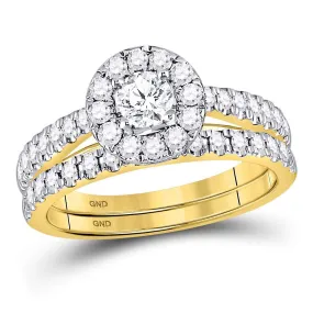 Keene Jewelers 14kt Yellow Gold Round Diamond Bridal Wedding Ring Band Set 1 Cttw