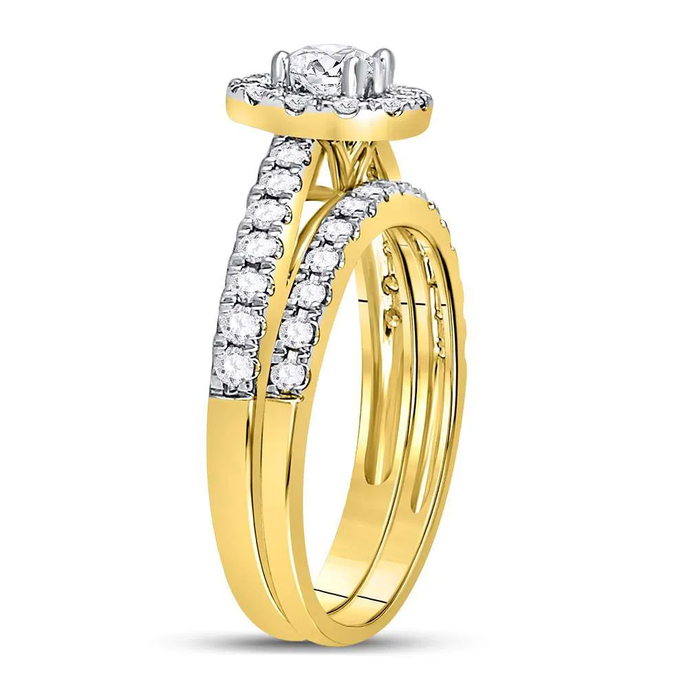 Keene Jewelers 14kt Yellow Gold Round Diamond Bridal Wedding Ring Band Set 1 Cttw