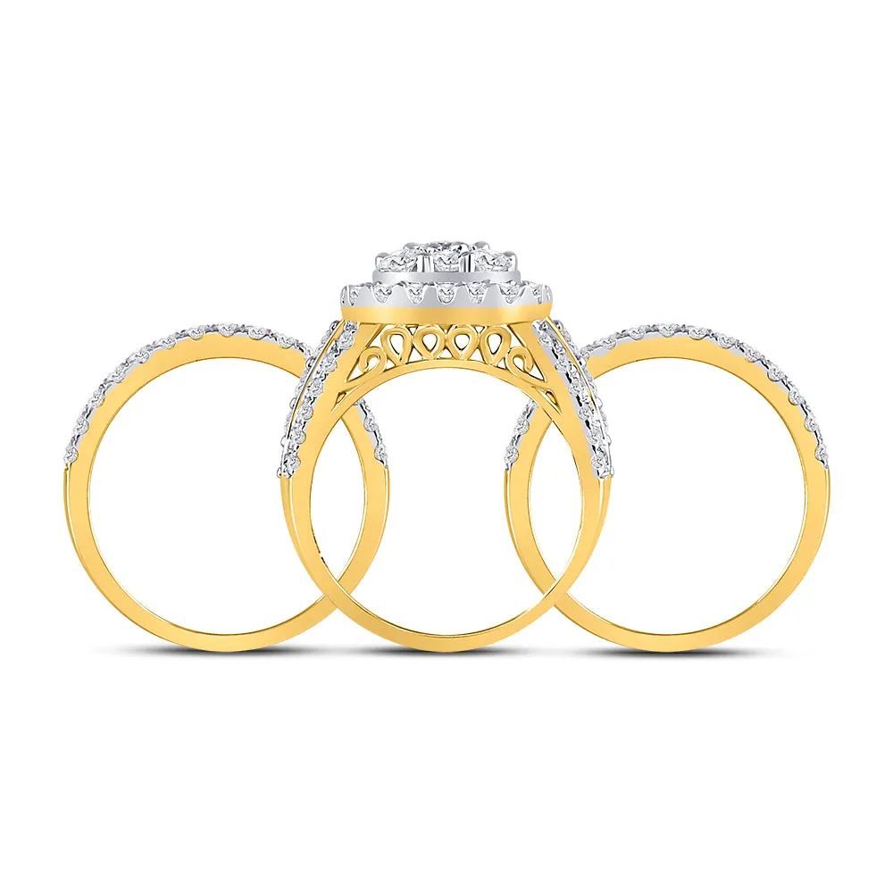 Keene Jewelers 14kt Yellow Gold Round Diamond Bridal Wedding Ring Band Set 3 Cttw