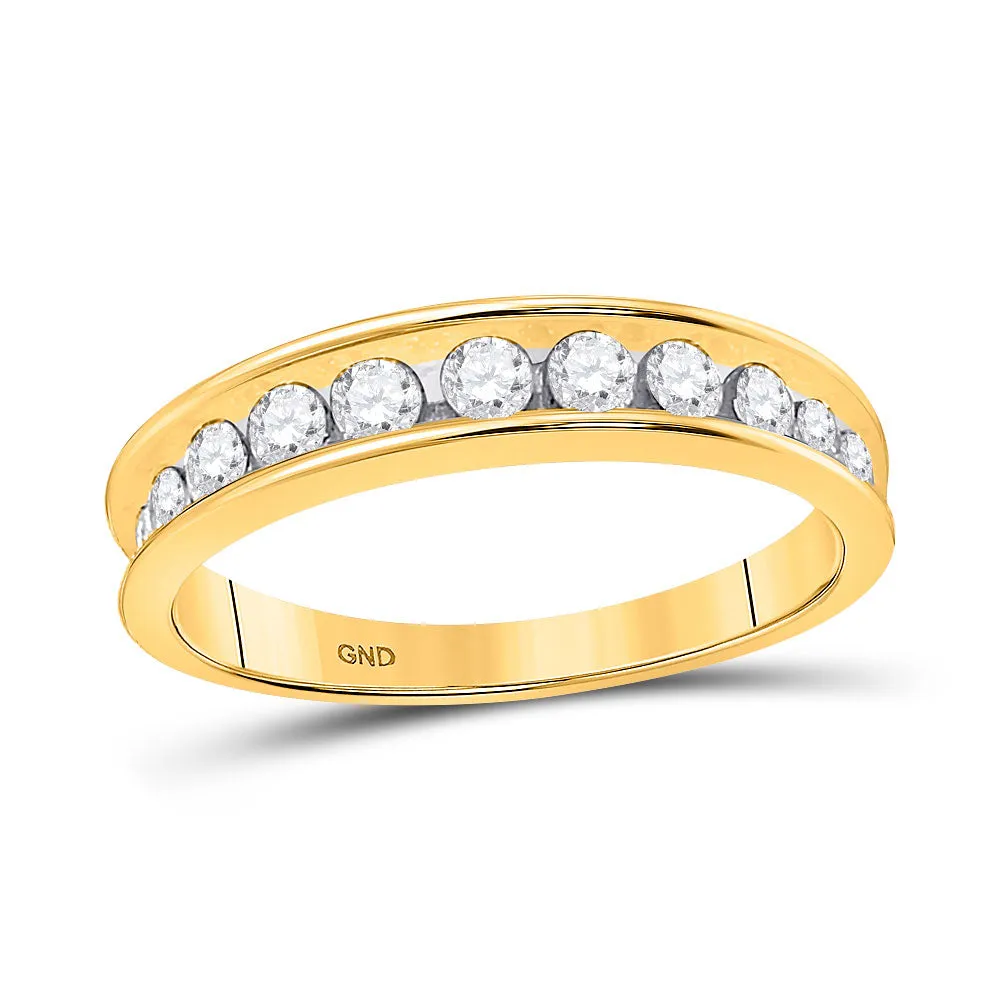 Keene Jewelers 14kt Yellow Gold Womens Round Channel-set Diamond Single Row Wedding Band 1/2 Cttw