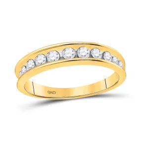 Keene Jewelers 14kt Yellow Gold Womens Round Channel-set Diamond Single Row Wedding Band 1/2 Cttw