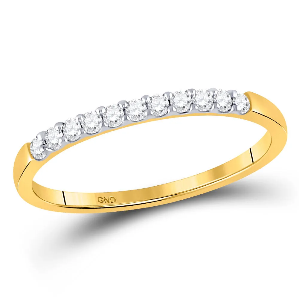 Keene Jewelers 14kt Yellow Gold Womens Round Diamond Wedding Band Ring 1/6 Cttw