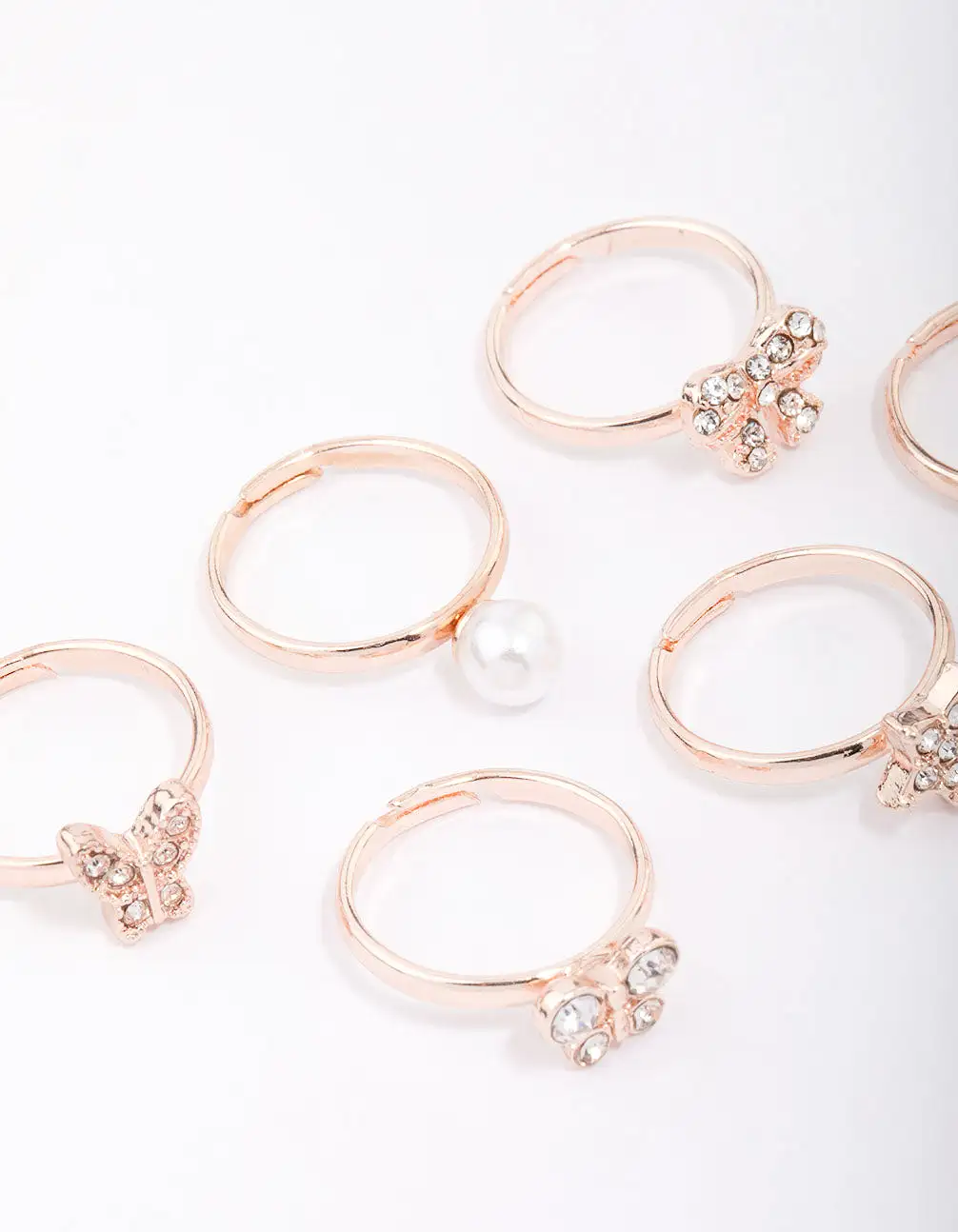 Kids Rose Gold Diamante Butterfly Earring 6-Pack