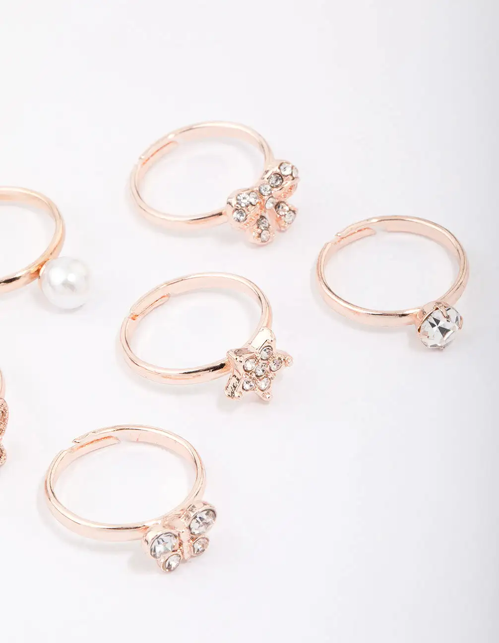 Kids Rose Gold Diamante Butterfly Earring 6-Pack