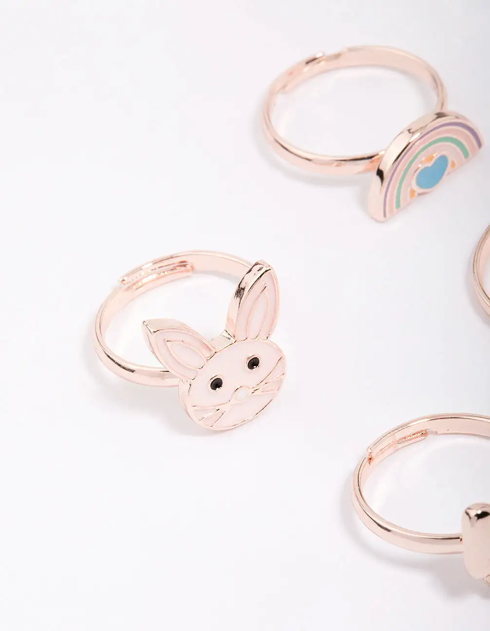 Kids Rose Gold Easter Bunny Bow Ring 6-Pack