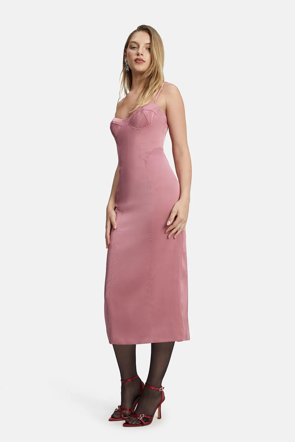 Landon Structured Midi Dress - Mauve