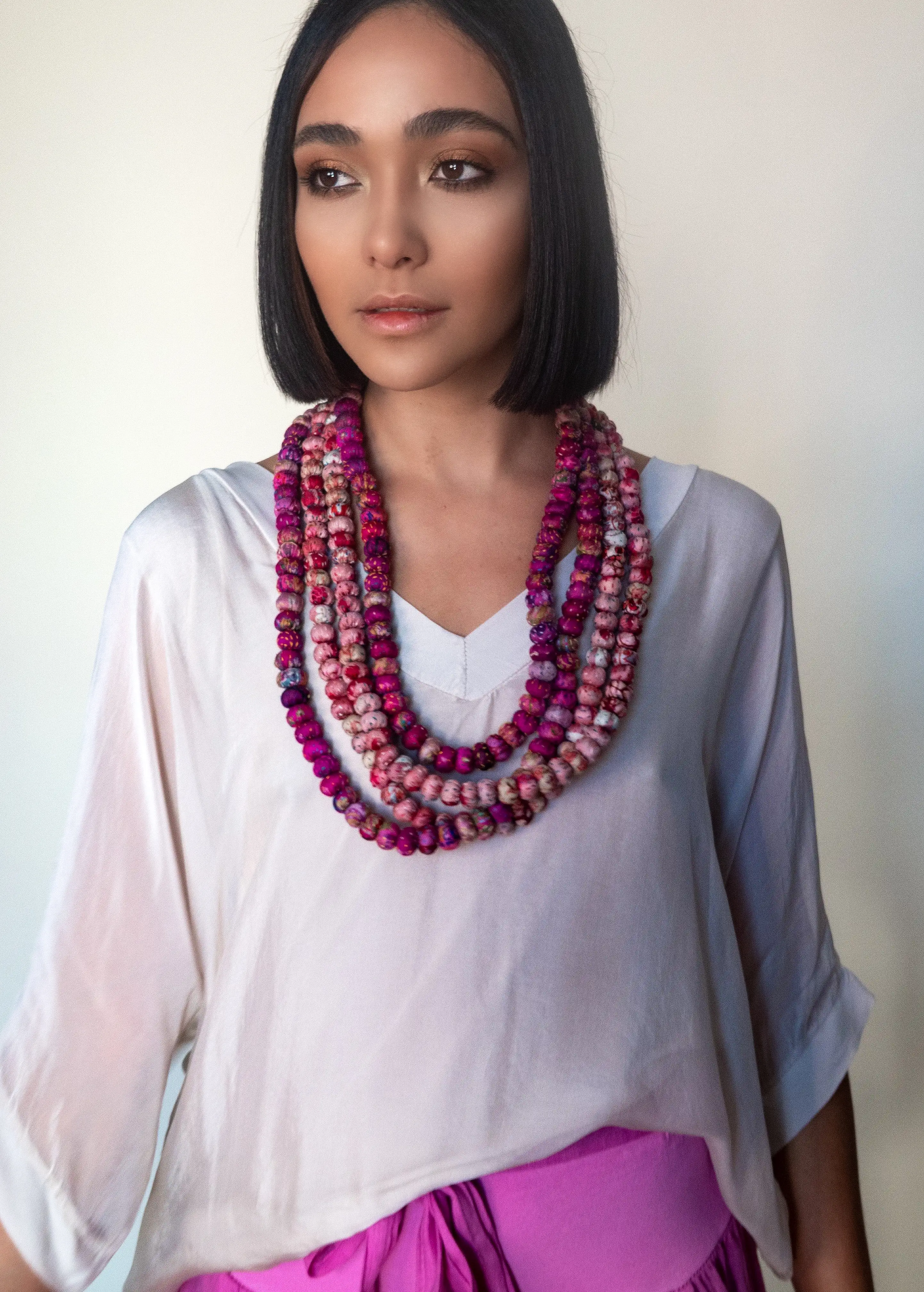 Large Kantha Bead Necklace