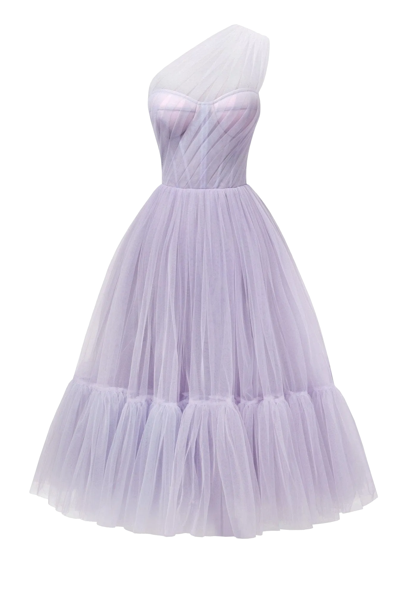 Lavender One-Shoulder Cocktail Tulle Dress