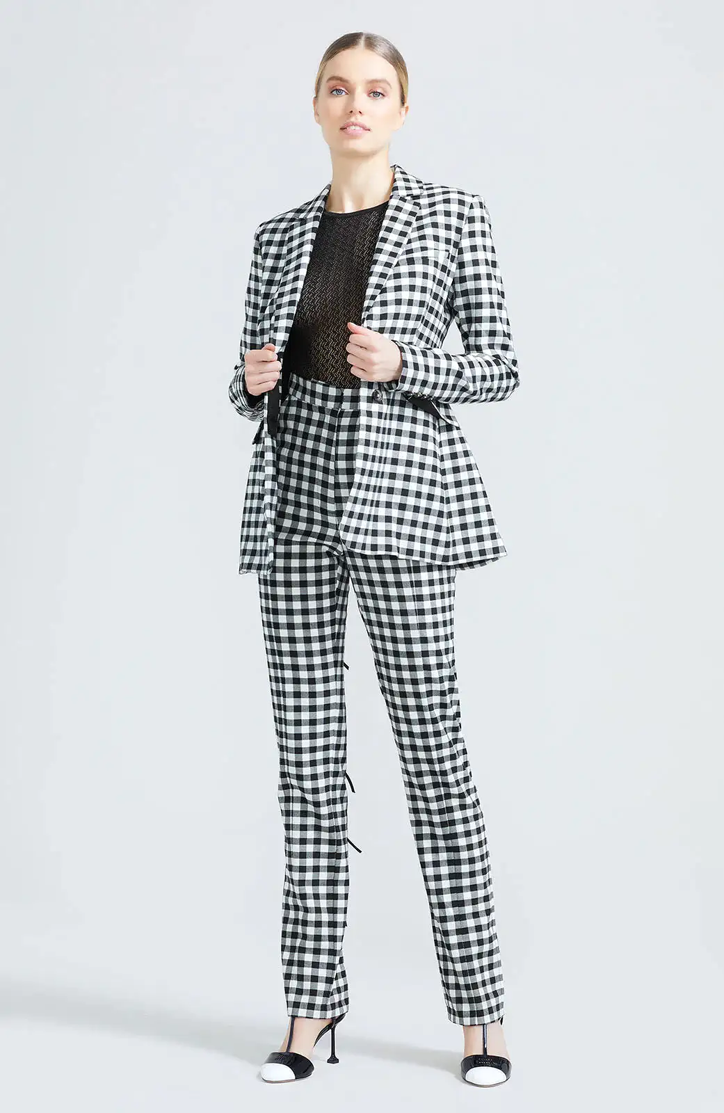 LELA ROSE Stretch Check Blazer