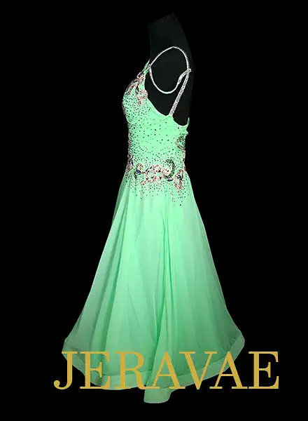 Light Green Ballroom Smooth Dress With Lace Applique and Swarovski Crystals SMO052 sz Small