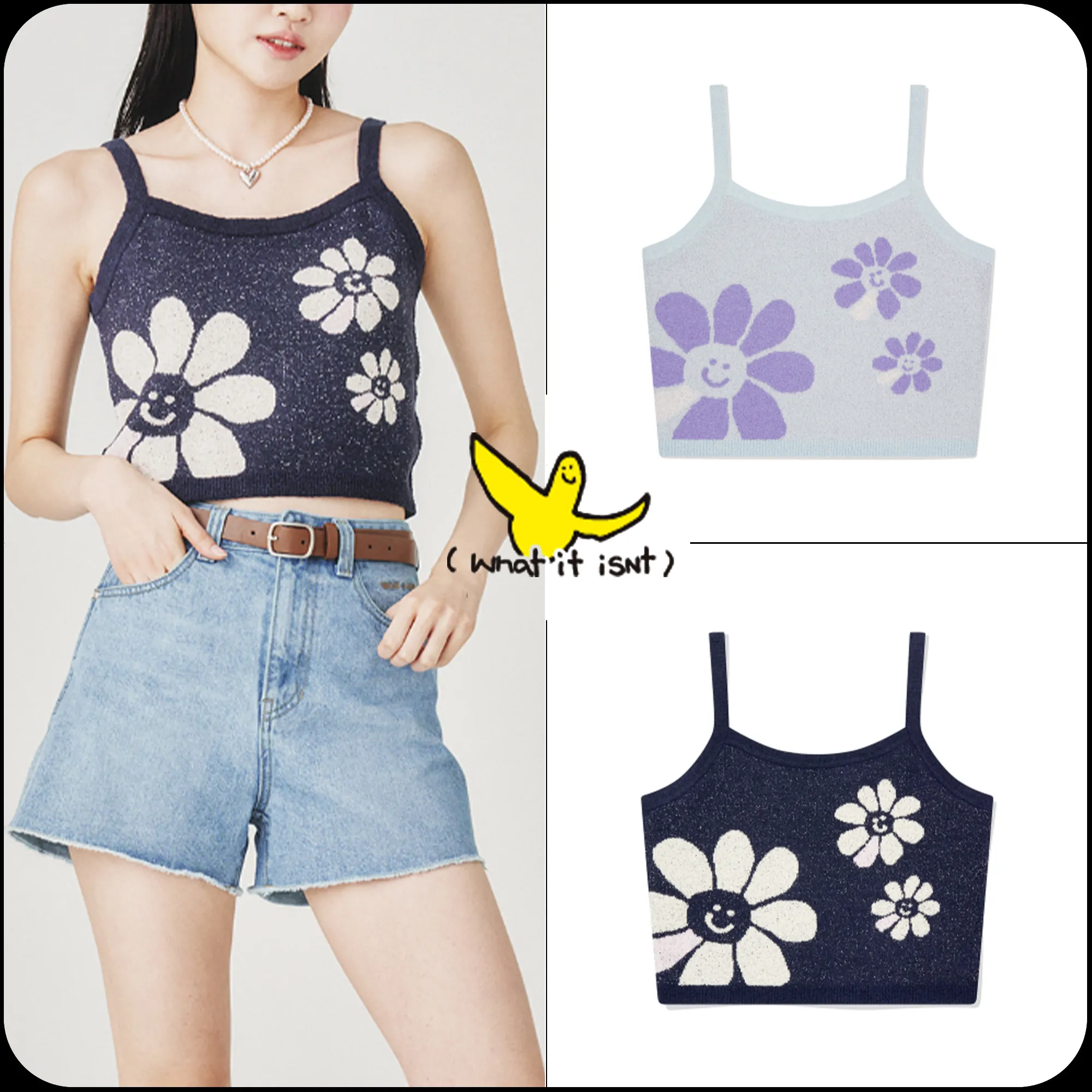 Mark Gonzales  |[WHAT IT ISNT]★WOMEN'S FLOWER JACQUARD KNIT BUSTIER