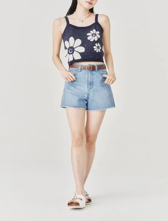 Mark Gonzales  |[WHAT IT ISNT]★WOMEN'S FLOWER JACQUARD KNIT BUSTIER