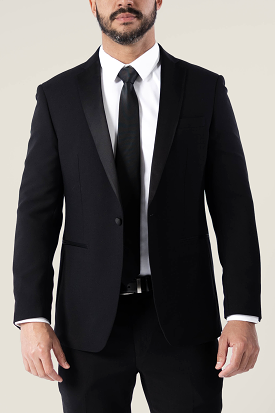 Men's Black Suit Jacket with Satin Notch Lapel