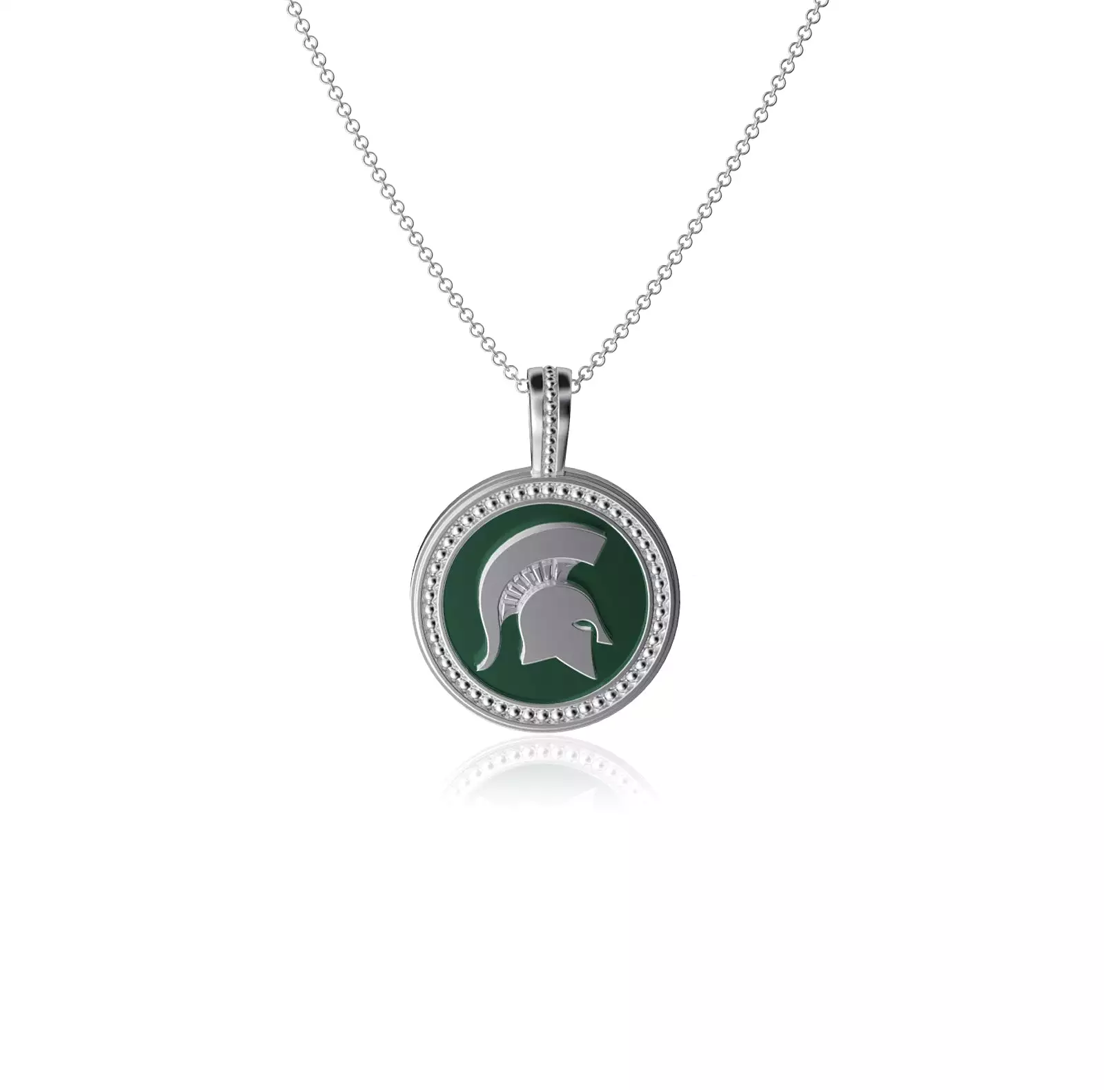 Michigan State University Coin Pendant Necklace - Enamel