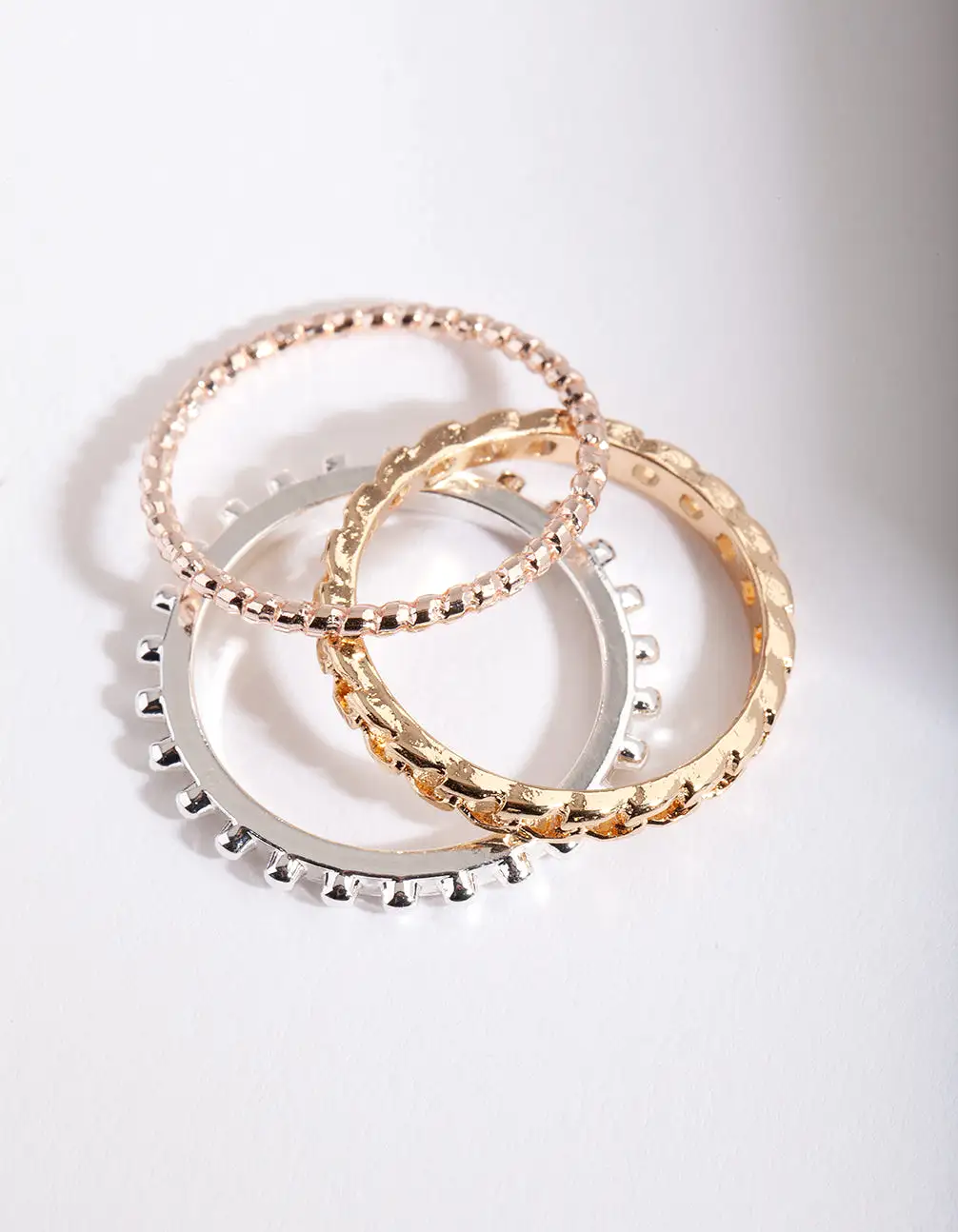 Mixed Metal Chain Ring Stack