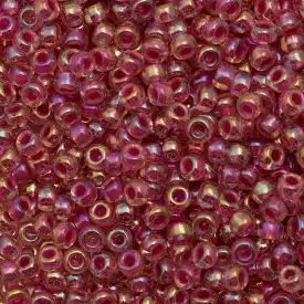 Miyuki Boncuk, MiyukiRoundBeads 6/0-0355 Hot Pink Lined Crystal AB