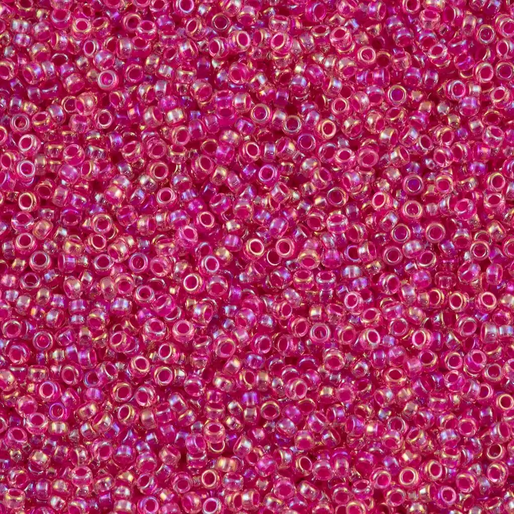 Miyuki Boncuk, MiyukiRoundBeads15/0-0355 Hot Pink Lined Crystal AB