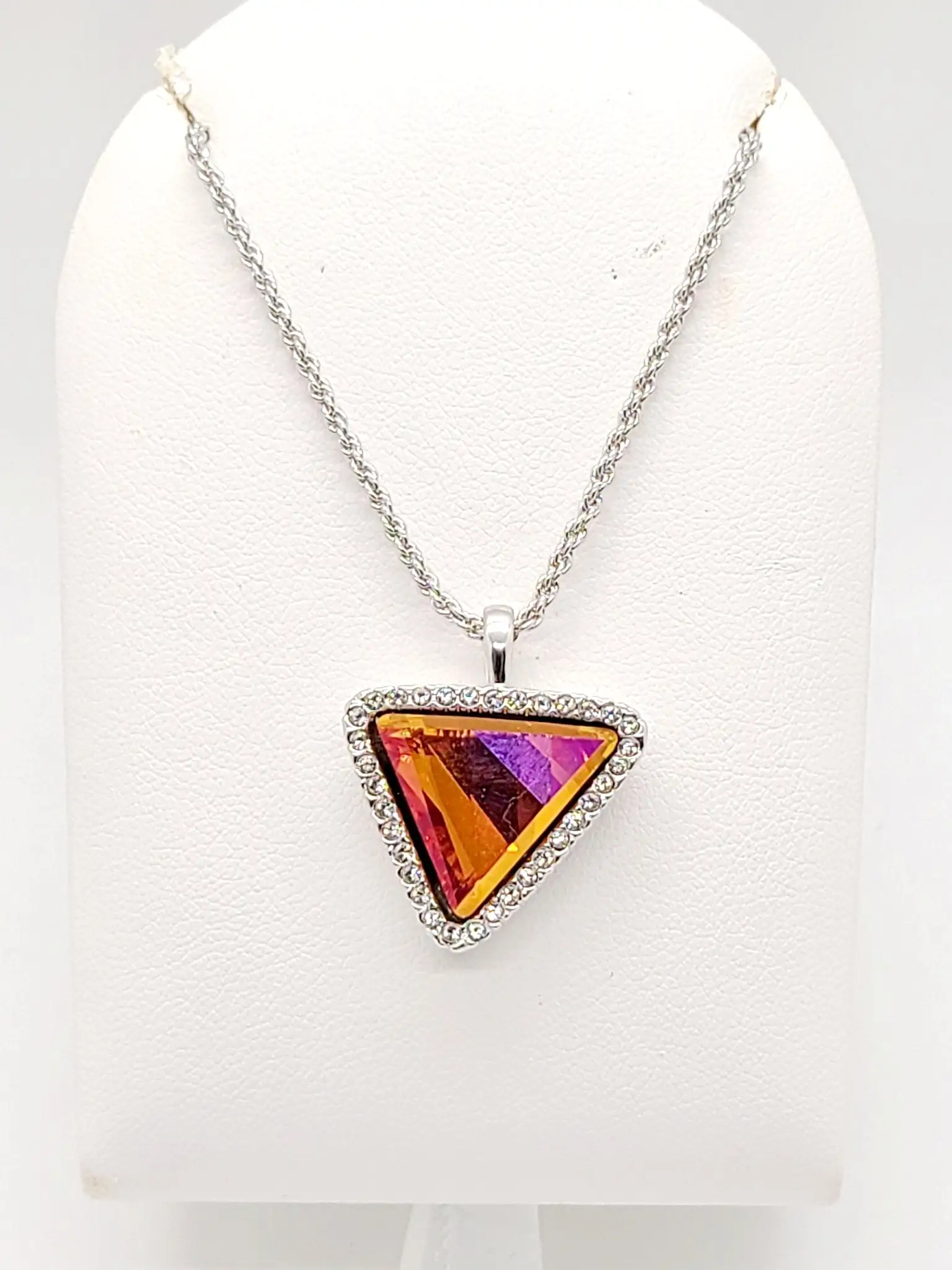 Mystifying Triangle Iridescent Topaz Necklace