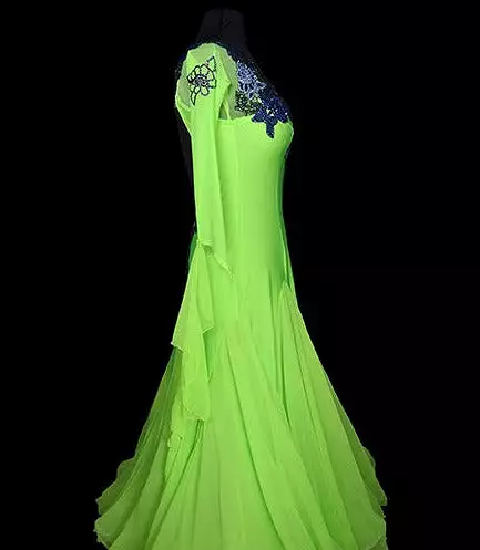 Neon Lime Green Ballroom Dress With Swarovski Stone Lace Detail SMO058 sz Large/X large