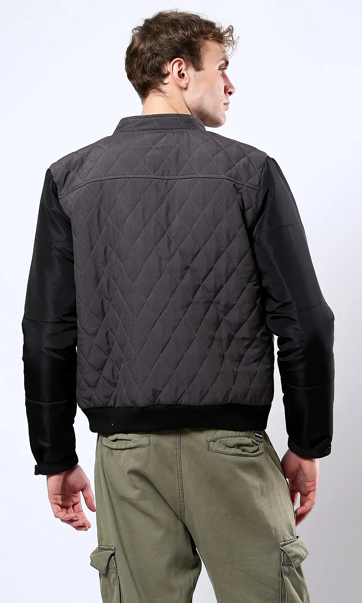 O175898 Bi-Tone Dark Grey & Black Zipped Jacket