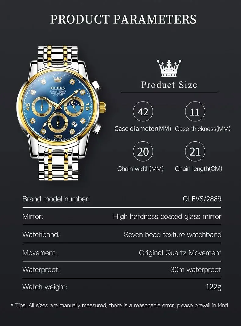 OLEVS GENTS WATCH - BLUE FACE