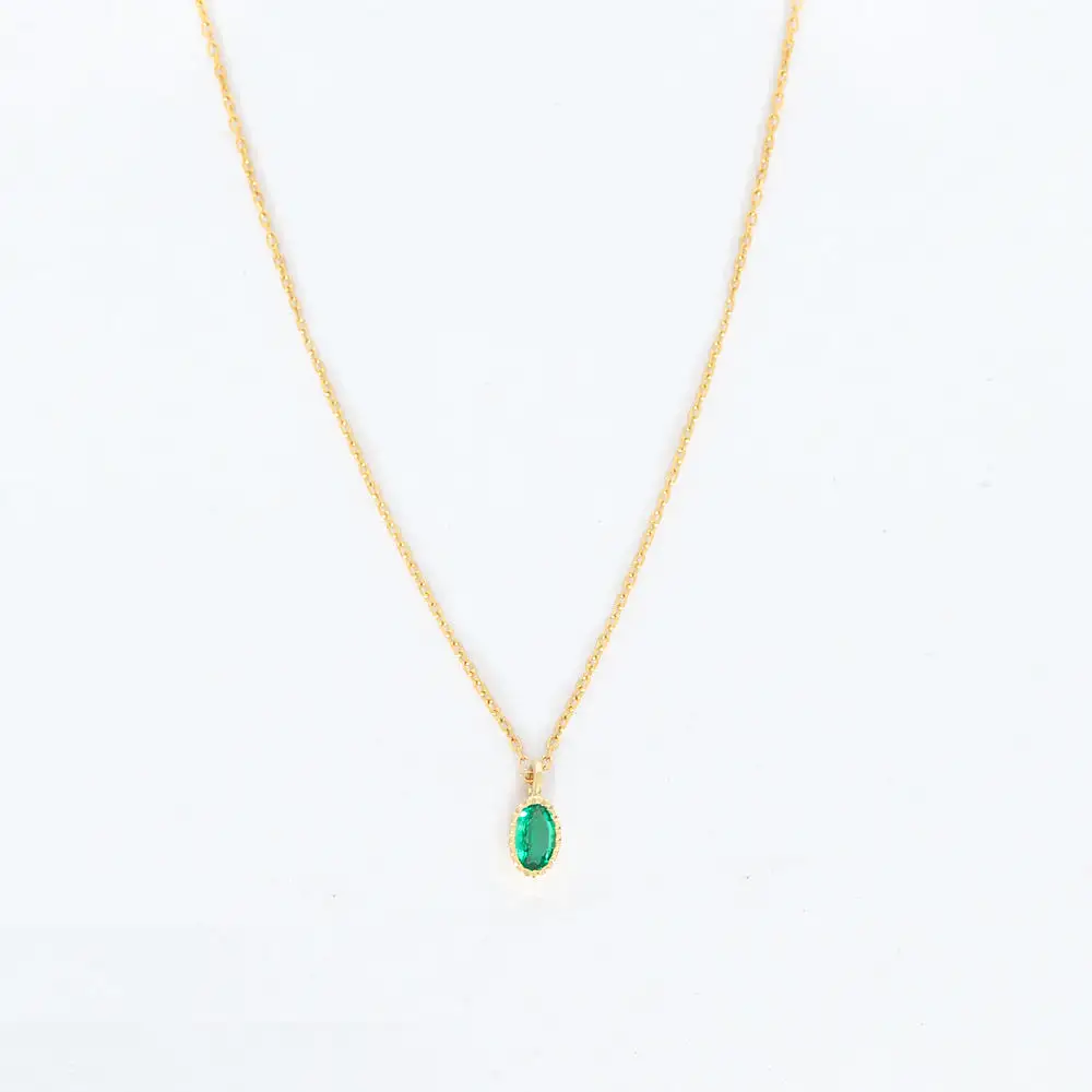 Oval Emerald Wisp Necklace