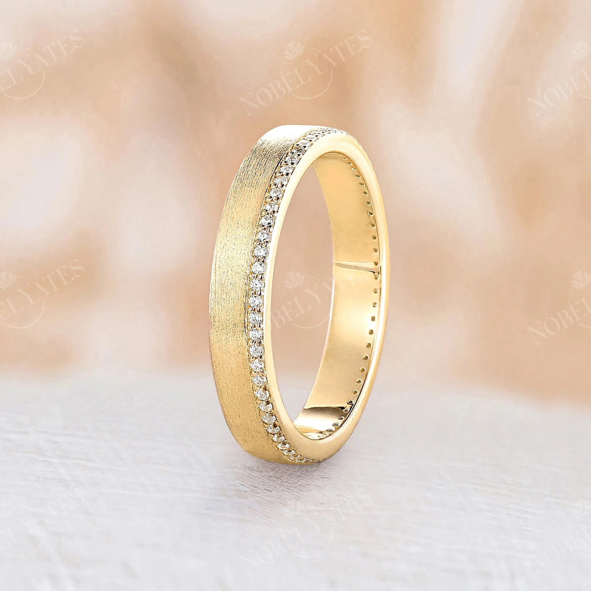 Pave Eternity Moissanite Wedding Band Couples' Rose Gold Band