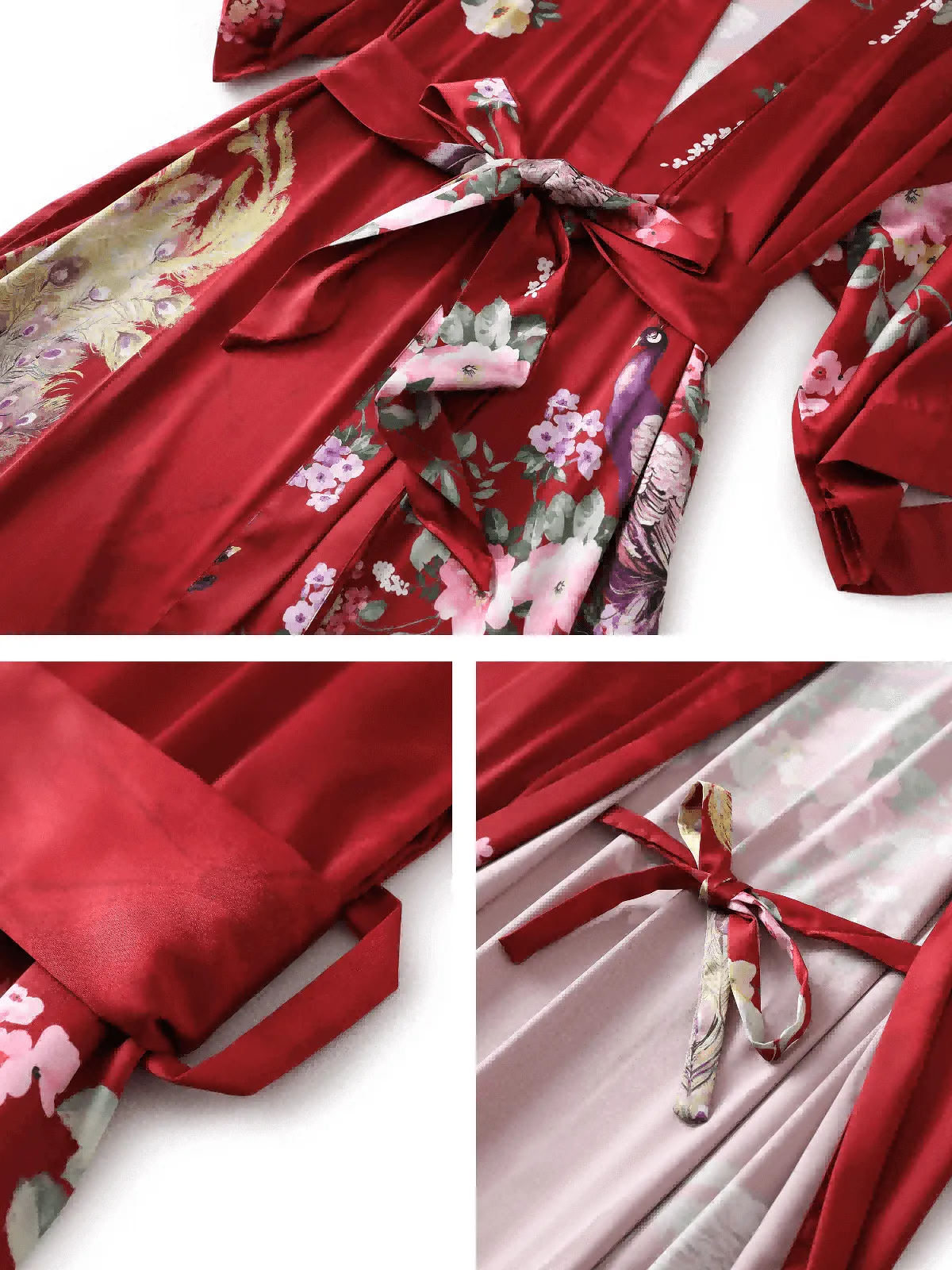 Peacock Red Kimono Robe