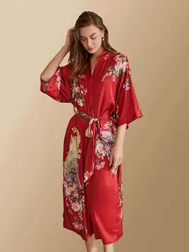 Peacock Red Kimono Robe