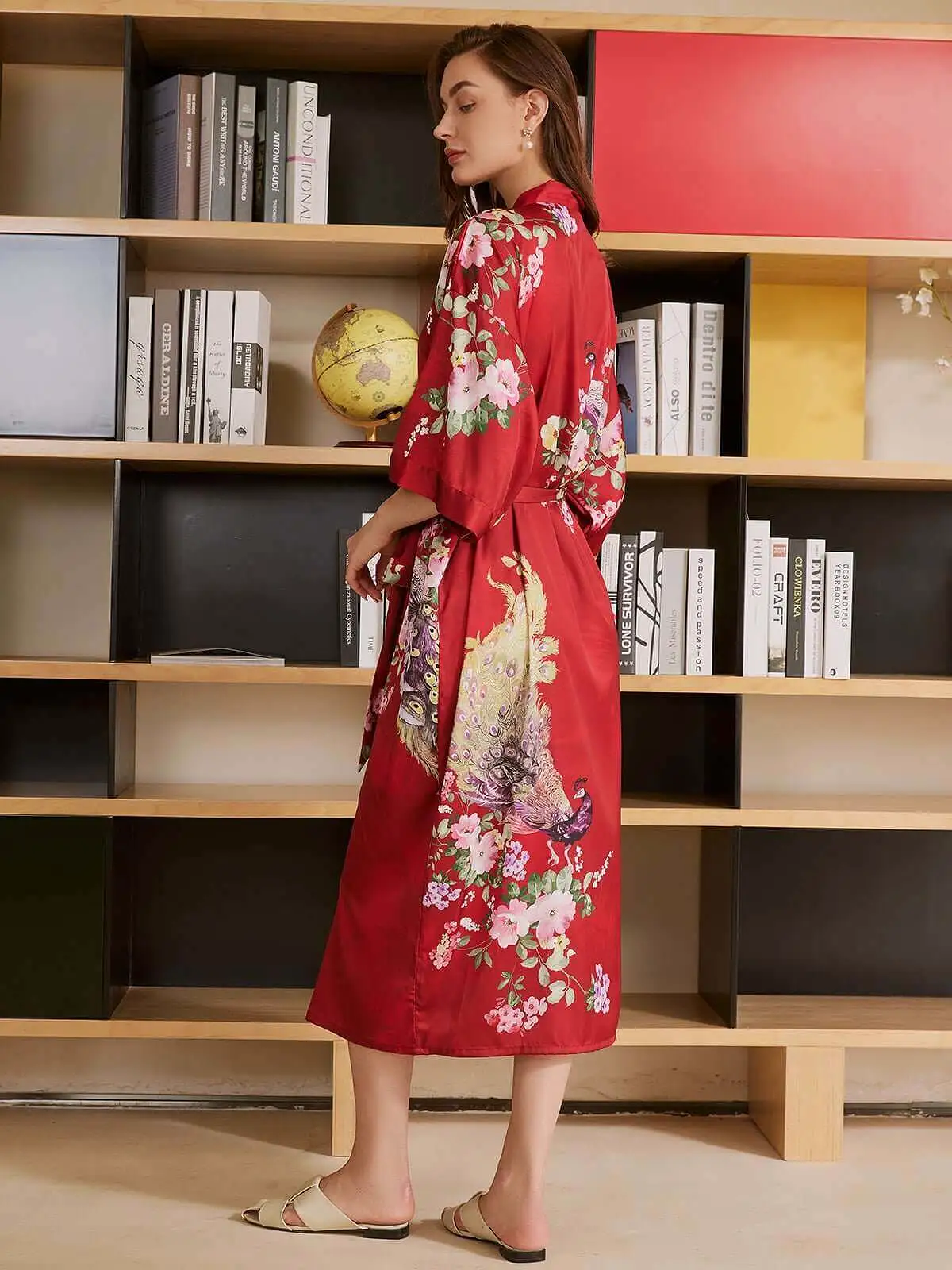 Peacock Red Kimono Robe