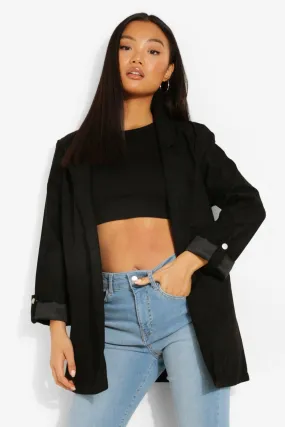 Petite Faux Suede Oversized Blazer