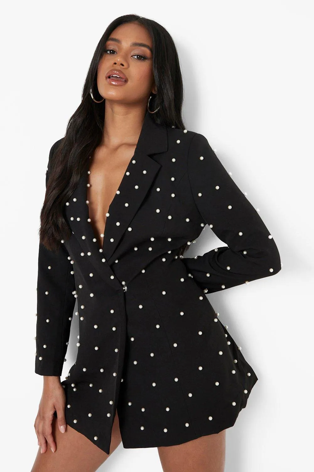 Petite Pearl Detail Blazer Dress