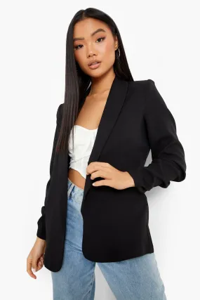 Petite Ruched Sleeve Oversized Blazer