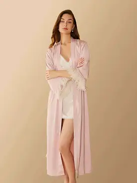 Pink Feather Bridal Robe