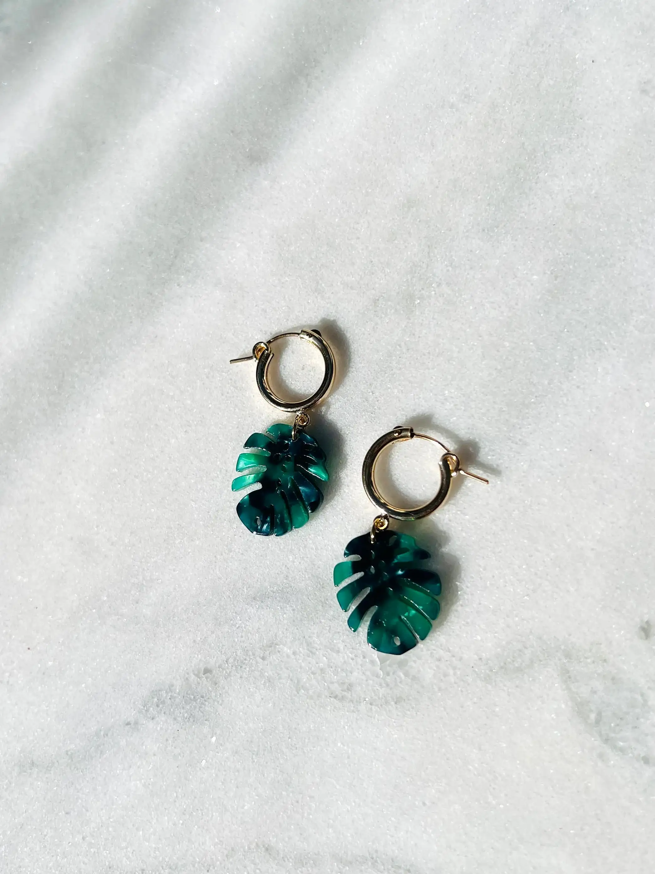 Punkwasp Earrings - Green Monstera